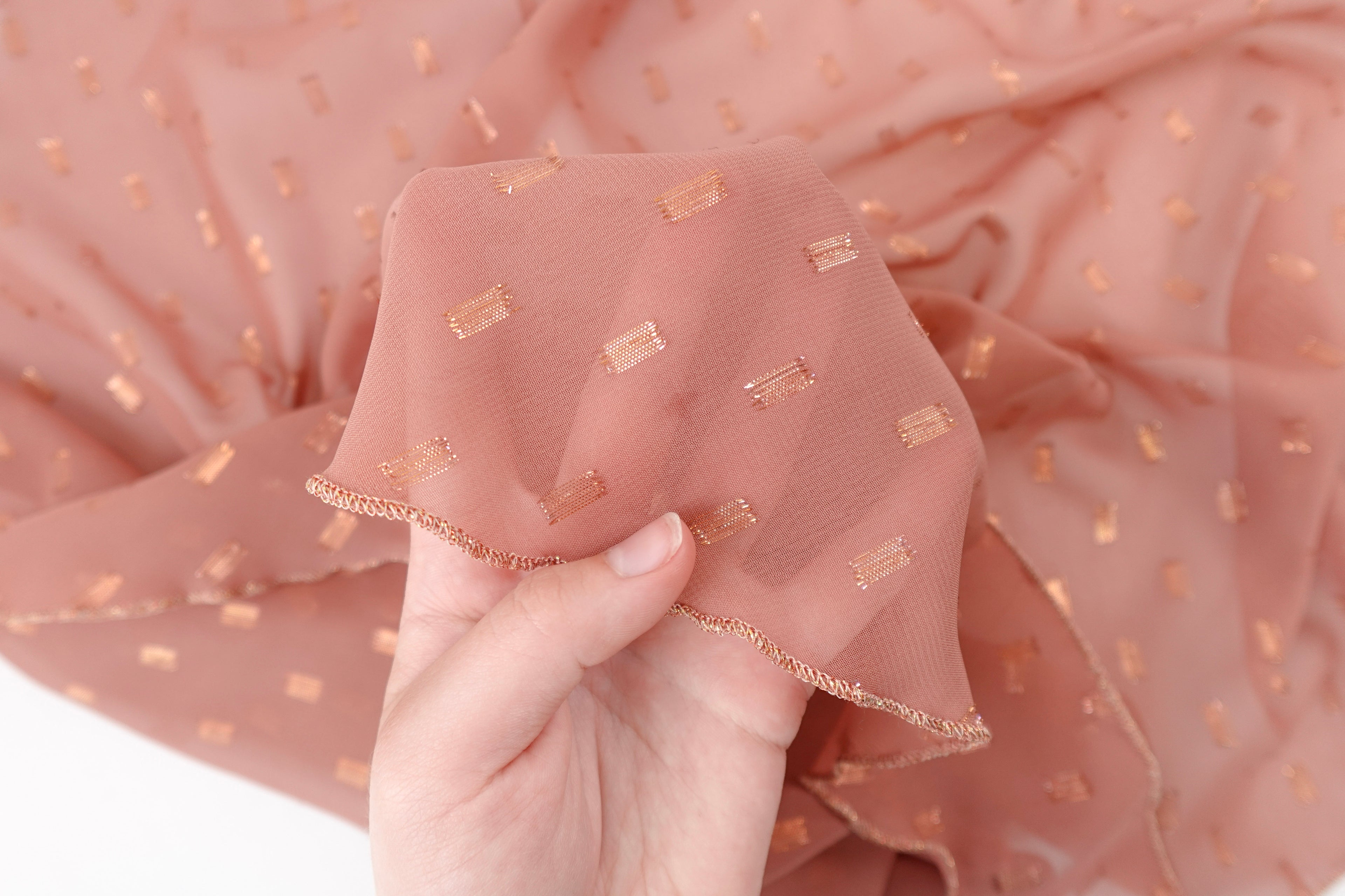 Mahogany Triangle Scarf with Metallic Details