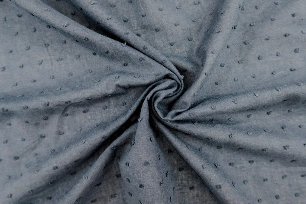 Navy 100% Cotton Swiss Dot
