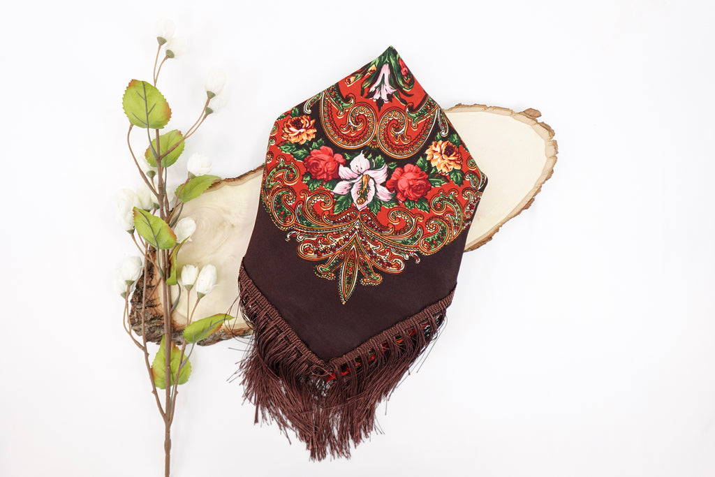 Chocolate Brown Russia Style Church Scarf