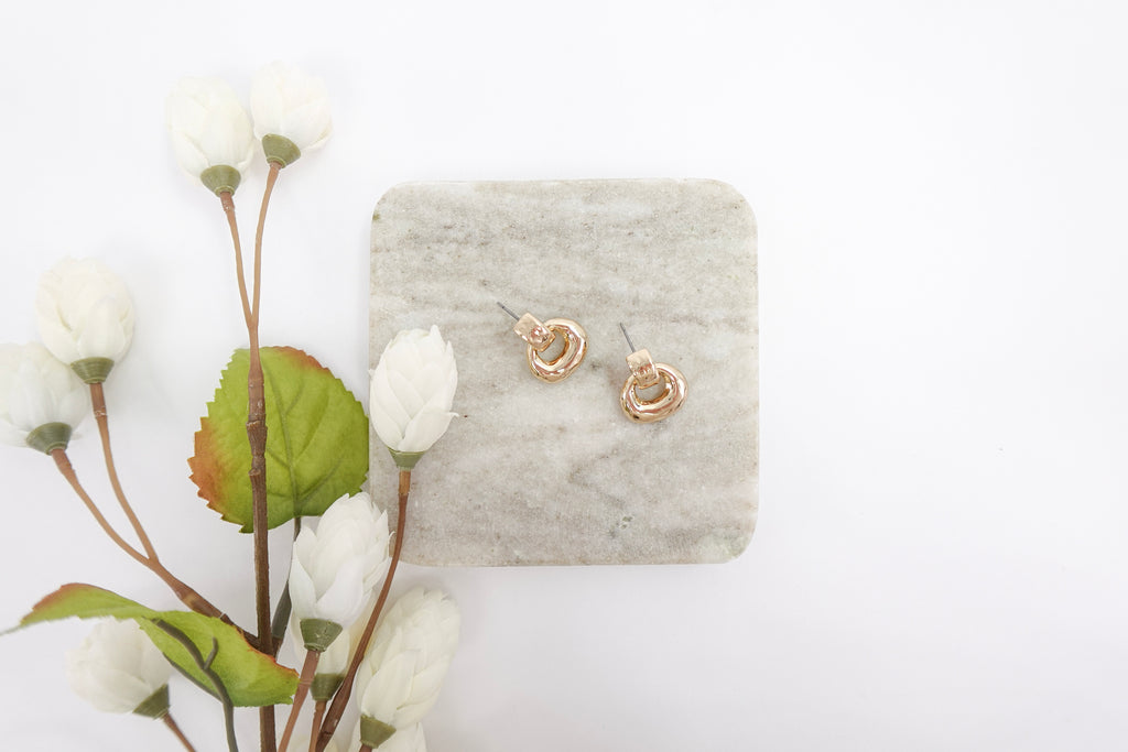 Gold-Toned Chunky Door-Knocker Drop Earrings