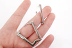 Silver Toned Rectangular Hoop Style Earrings