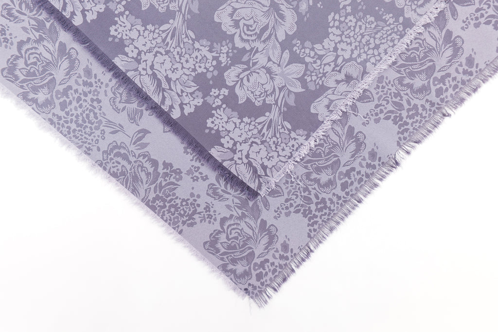 Blackberry Roses Design Two Tone Church Scarf with Frayed Edge