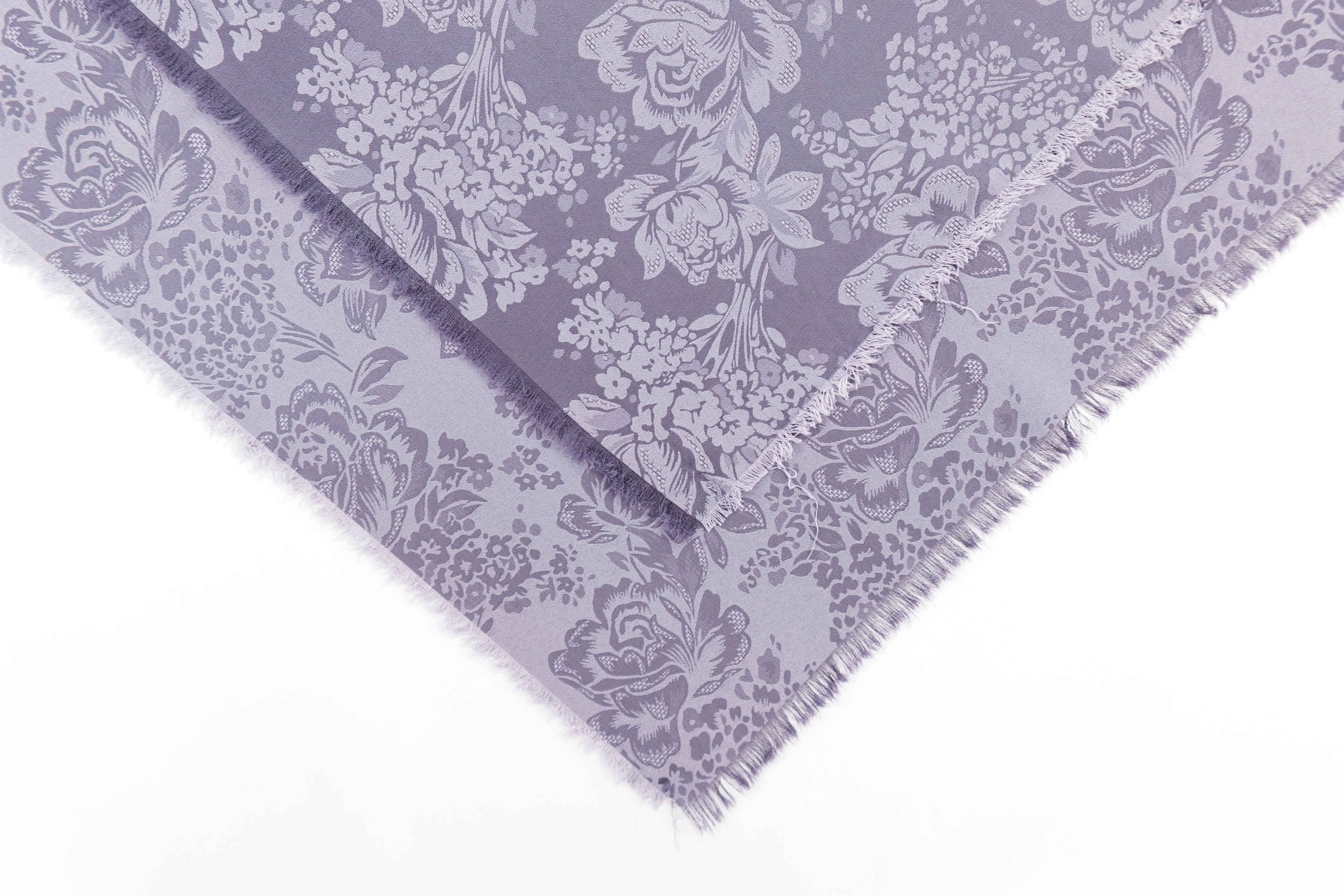Blackberry Roses Design Two Tone Church Scarf with Frayed Edge