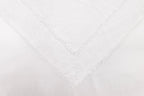 White Daisies Design Two Tone Church Scarf with Frayed Edge