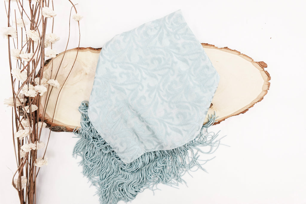 Opal Tone On Tone Church Scarf with Fringe