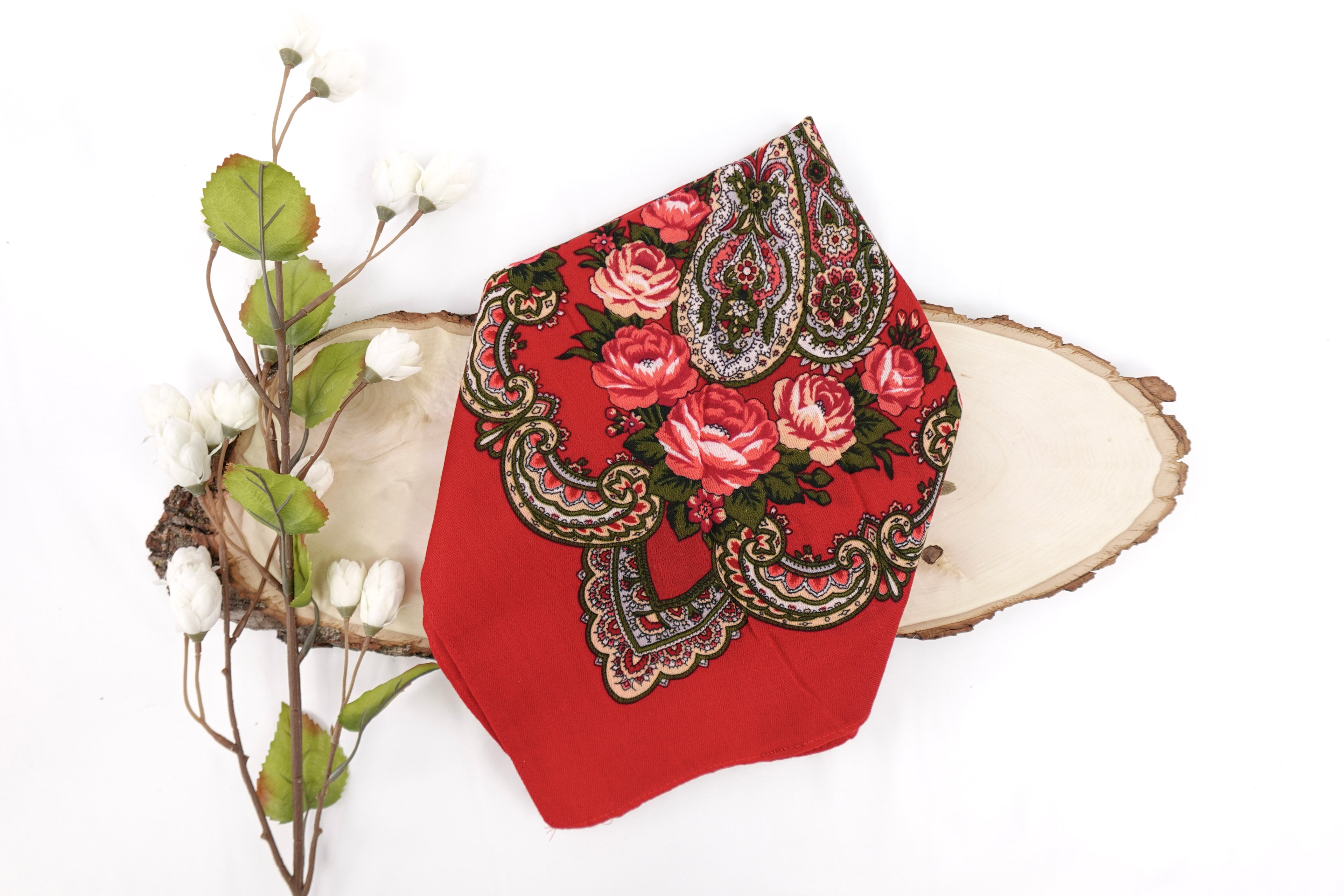 True Red Large Russia Style Church Scarf