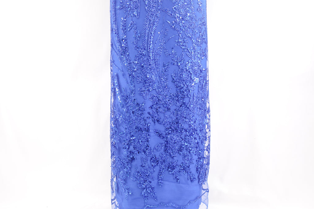 Royal Blue Glitter & Sequin Bridal Lace
