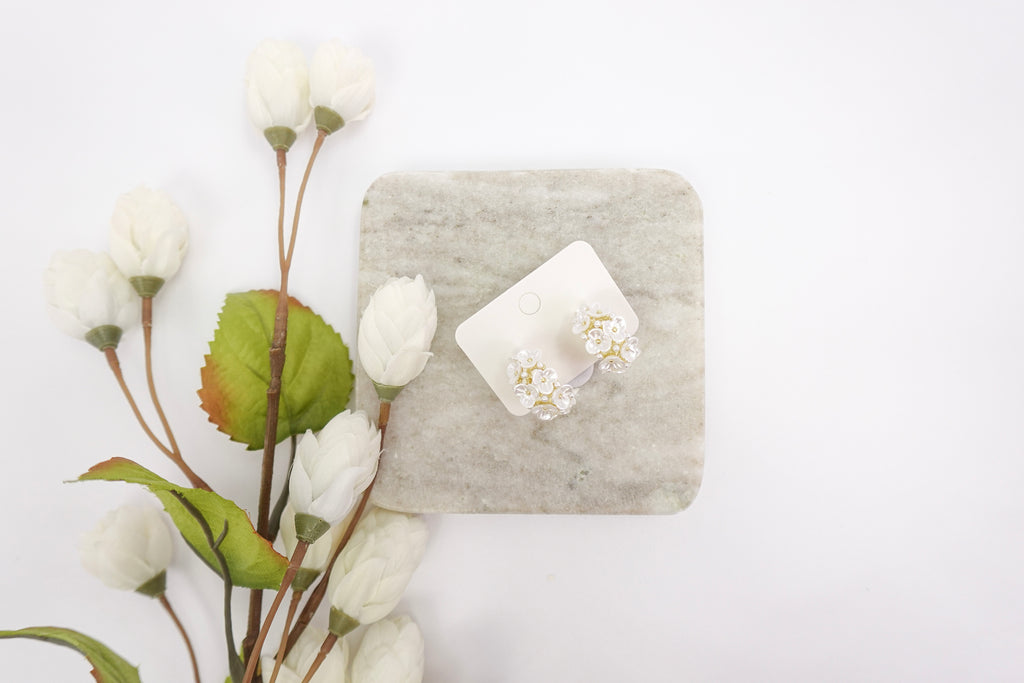 Pearl Flower Small Hoop Earrings
