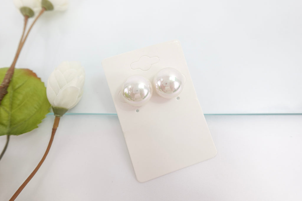Pearl  Iridescent Chrome Chunky Stud Earrings