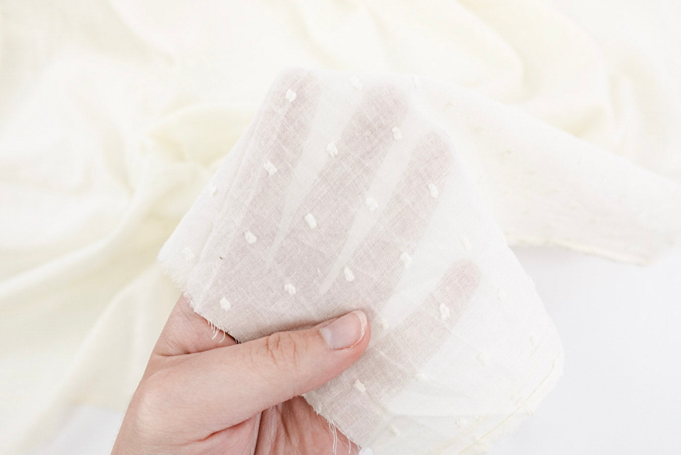 Buttercream 100% Cotton Swiss Dot