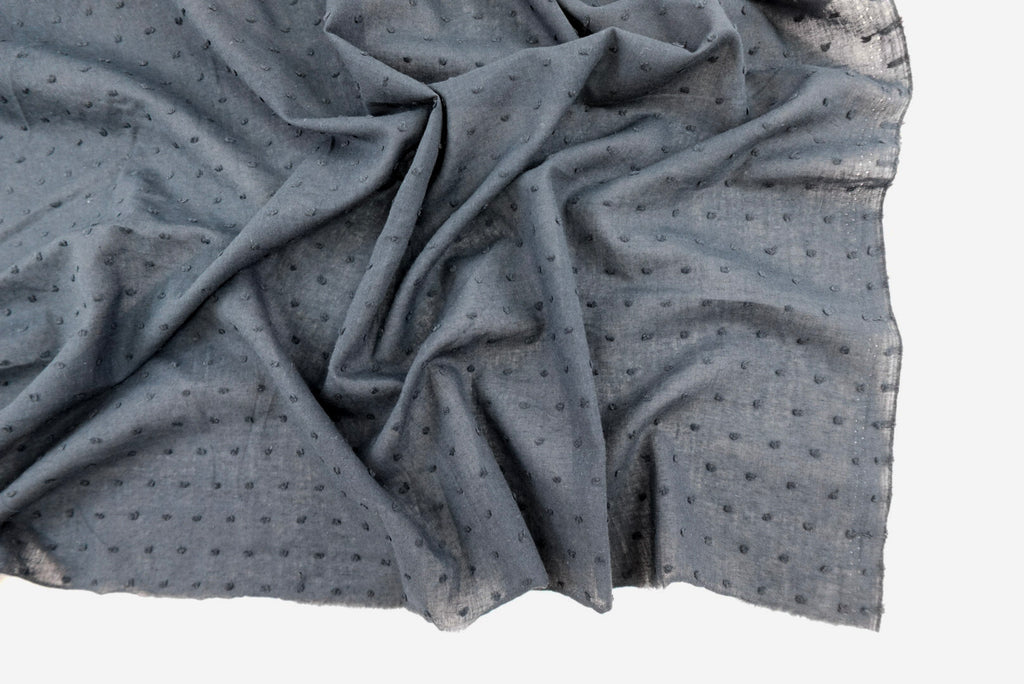 Navy 100% Cotton Swiss Dot