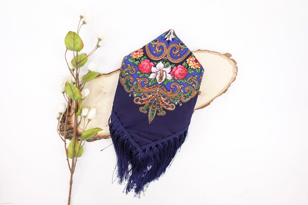 Navy Russia Style Church Scarf