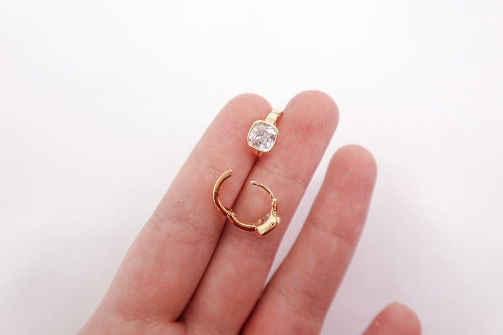 Gold Dipped Cubic Zirconia Huggies Earrings
