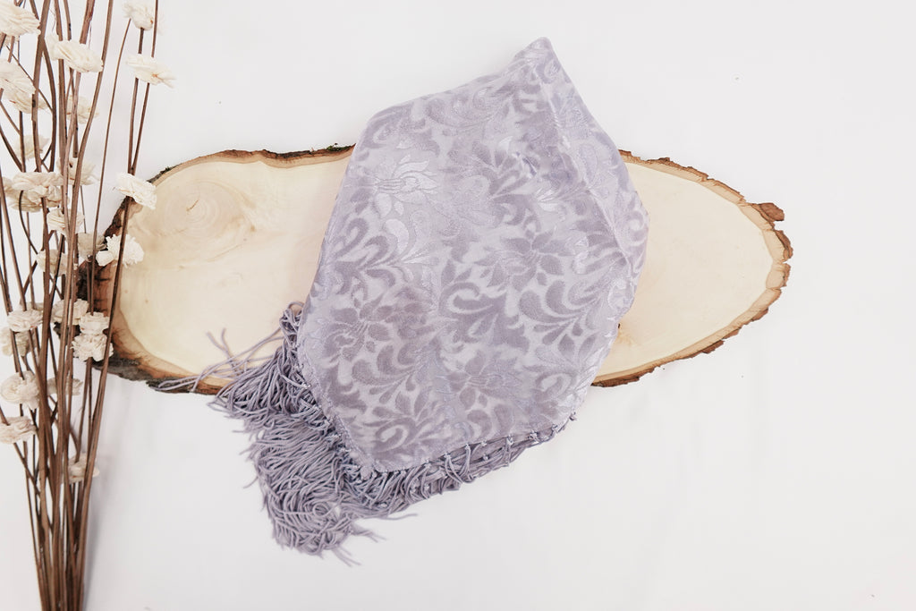 Bright Purple Tone On Tone Church Scarf with Fringe