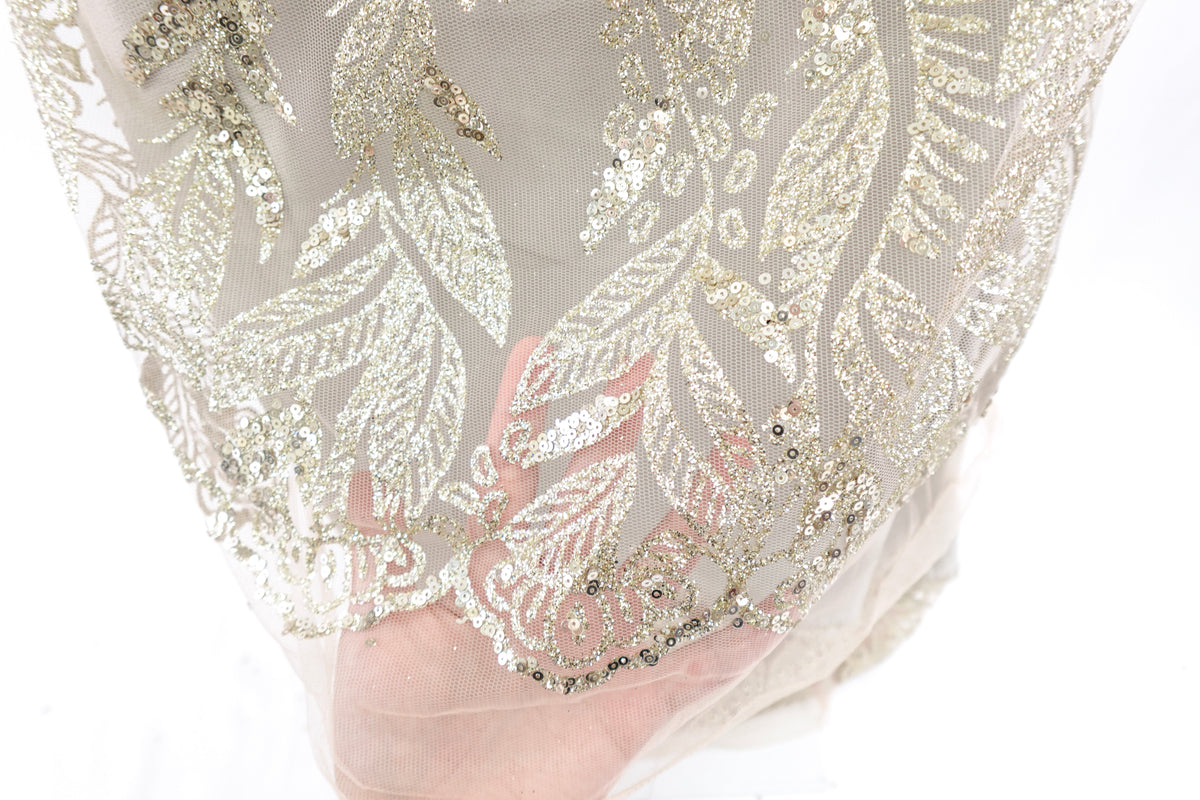 Gold Glitter & Sequin Bridal Lace