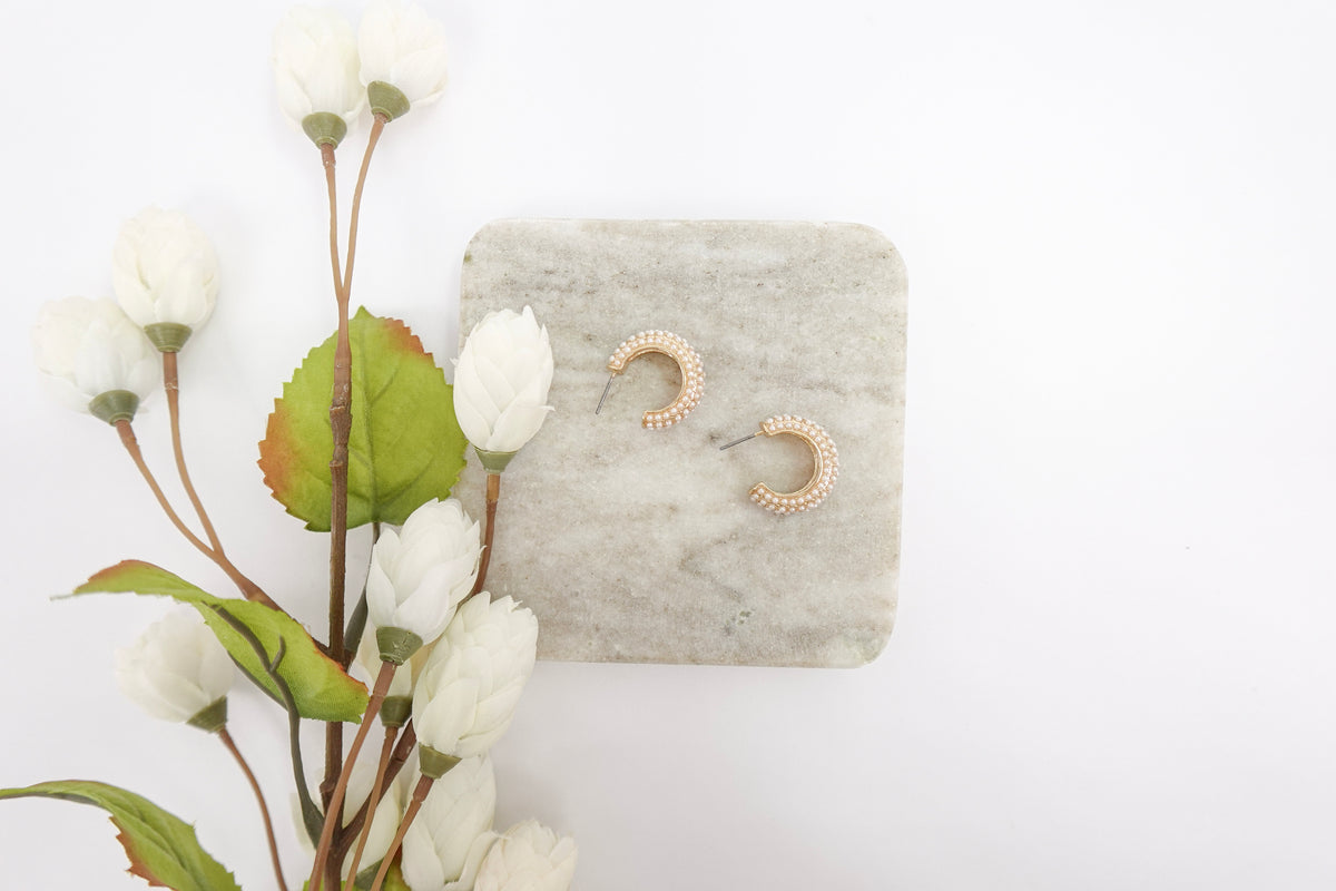 Gold-Toned Pearls Small Hoop Earrings