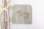 Gold Toned Pearl & Crystal Hoop Earrings