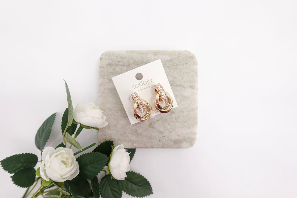 Gold Dipped Crystal Drop Earrings