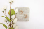 Gold-Toned Cream Colored Pearl Flower Hoop Earrings