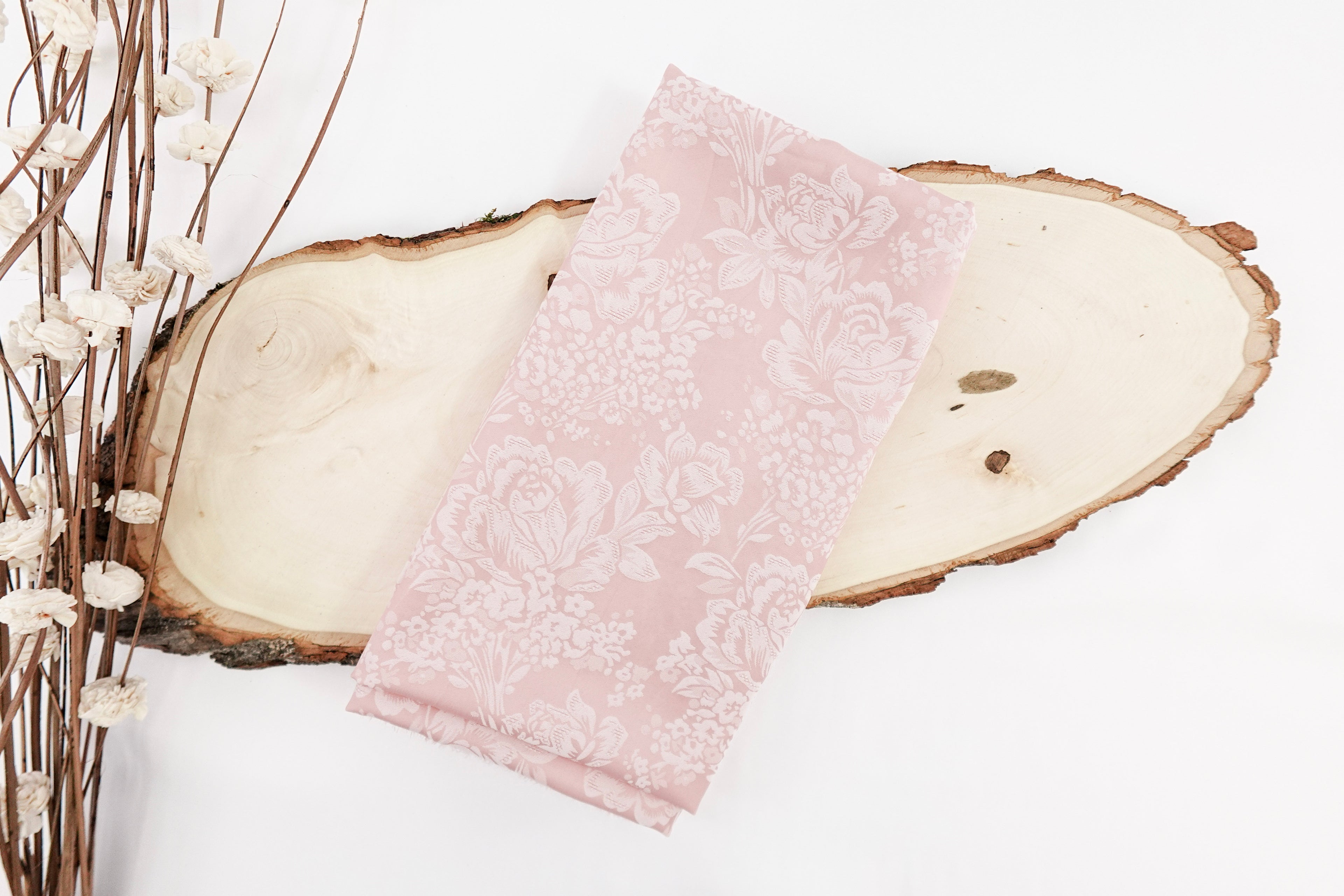 Fairytale Pink Roses Design Two Tone Church Scarf with Frayed Edge