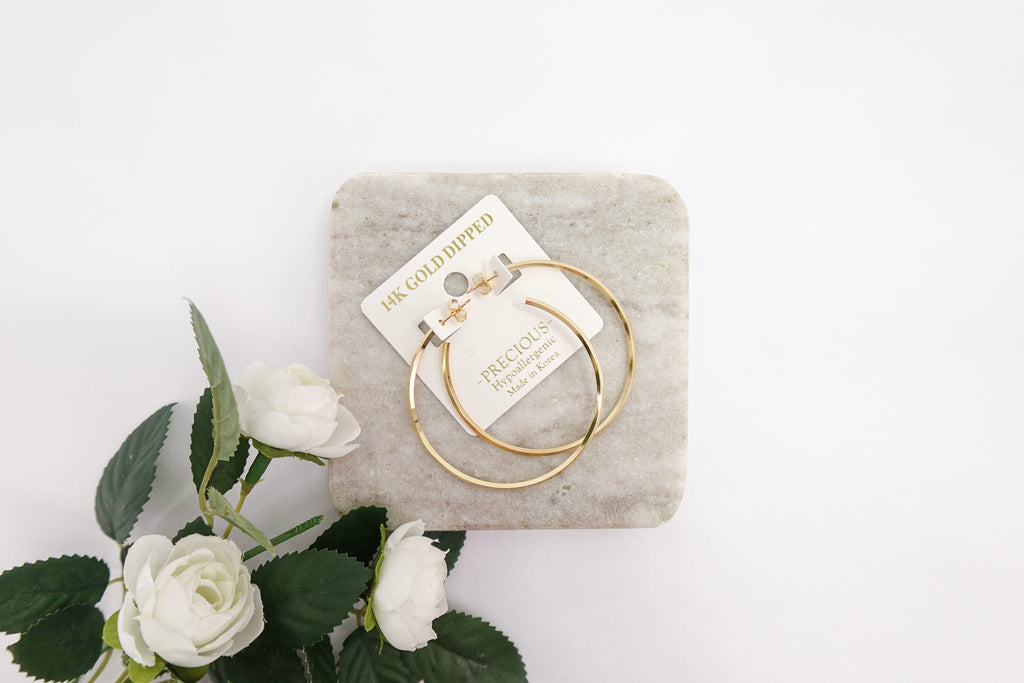 Gold Dipped Simple Hoop Earrings