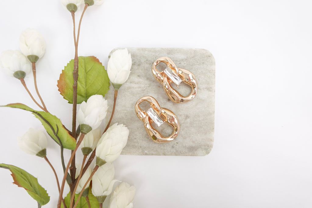 Gold-Toned Crystal Drop Statement Earrings