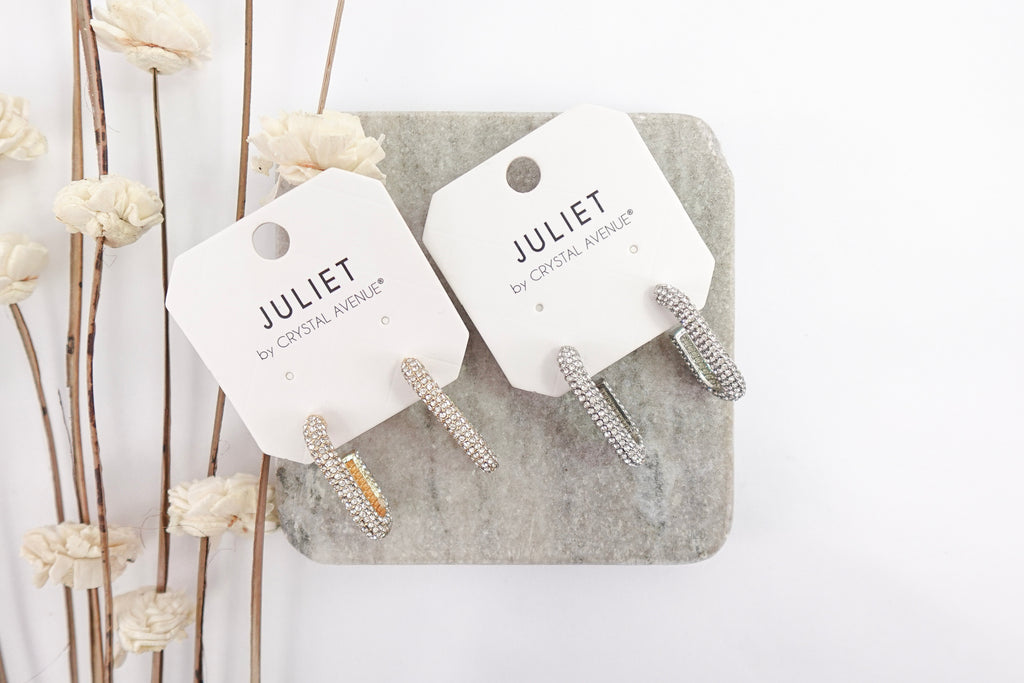 Crystal Oval Shape Hoop Earrings