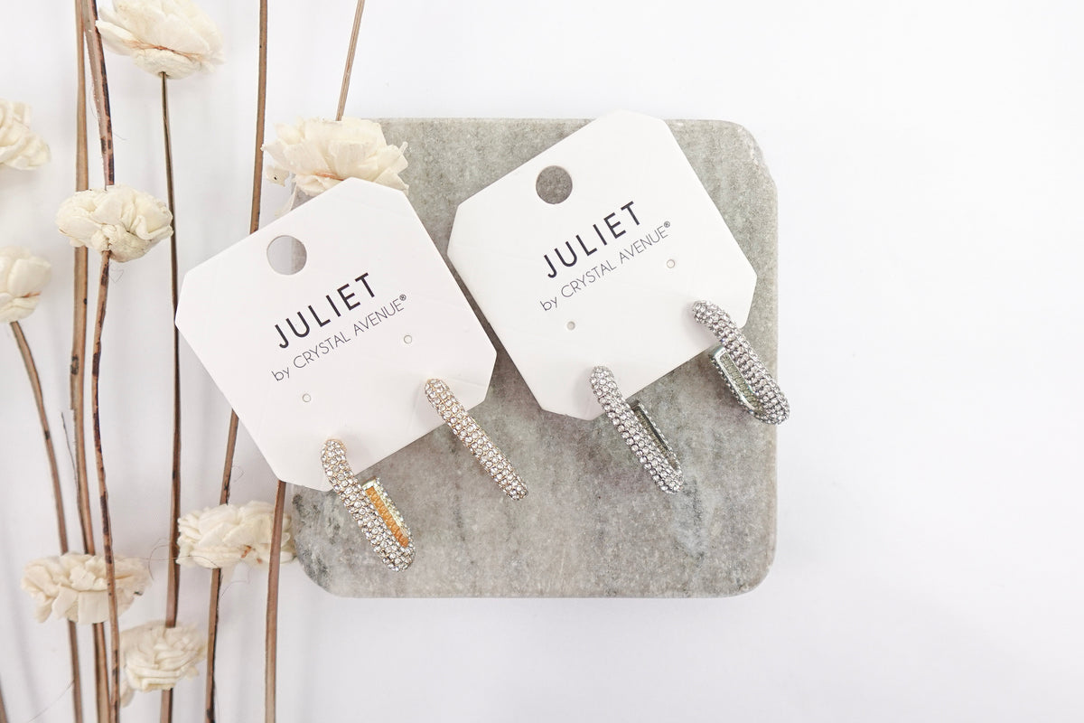 Crystal Oval Shape Hoop Earrings