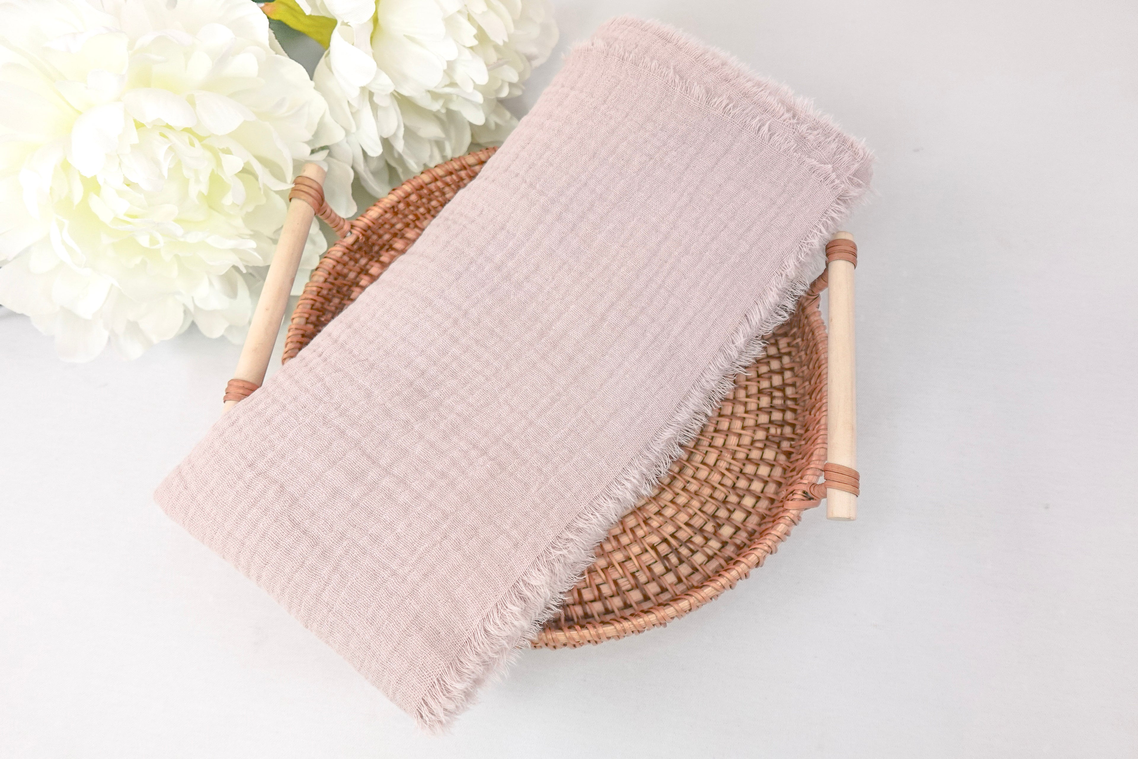 Dusty Rose Gauze Style Frayed Edge Church Scarf