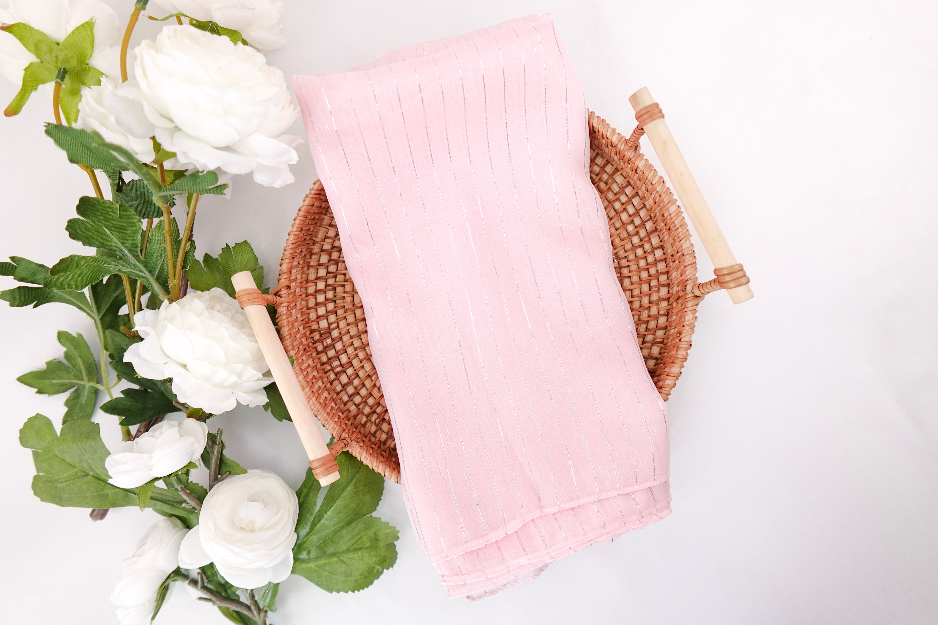 Fairytale Pink Square Scarf with Silver Details