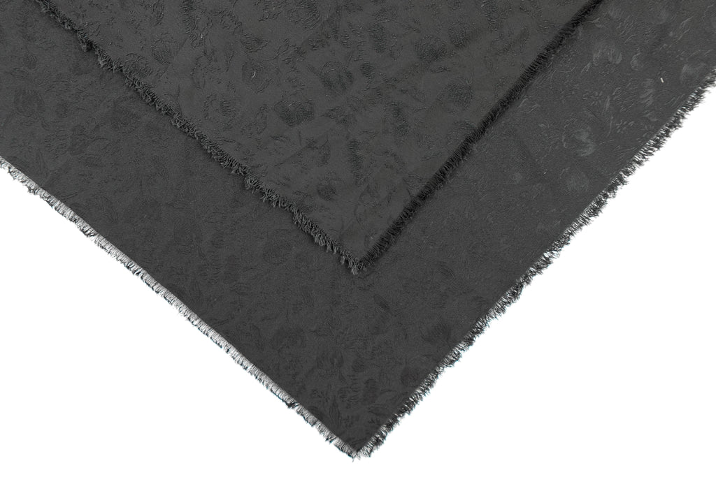 Black Tulips Design Two Tone Church Scarf with Frayed Edge