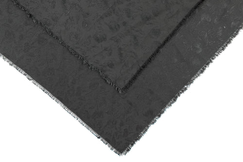 Black Tulips Design Two Tone Church Scarf with Frayed Edge