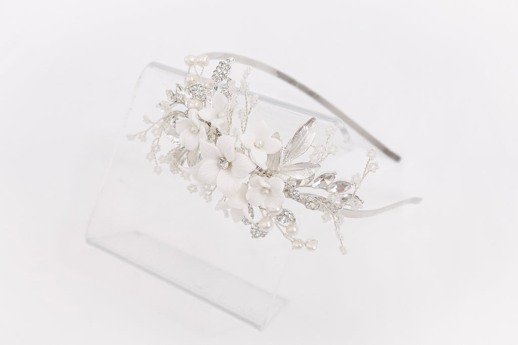 Pearls and Diamonds Floral Headband