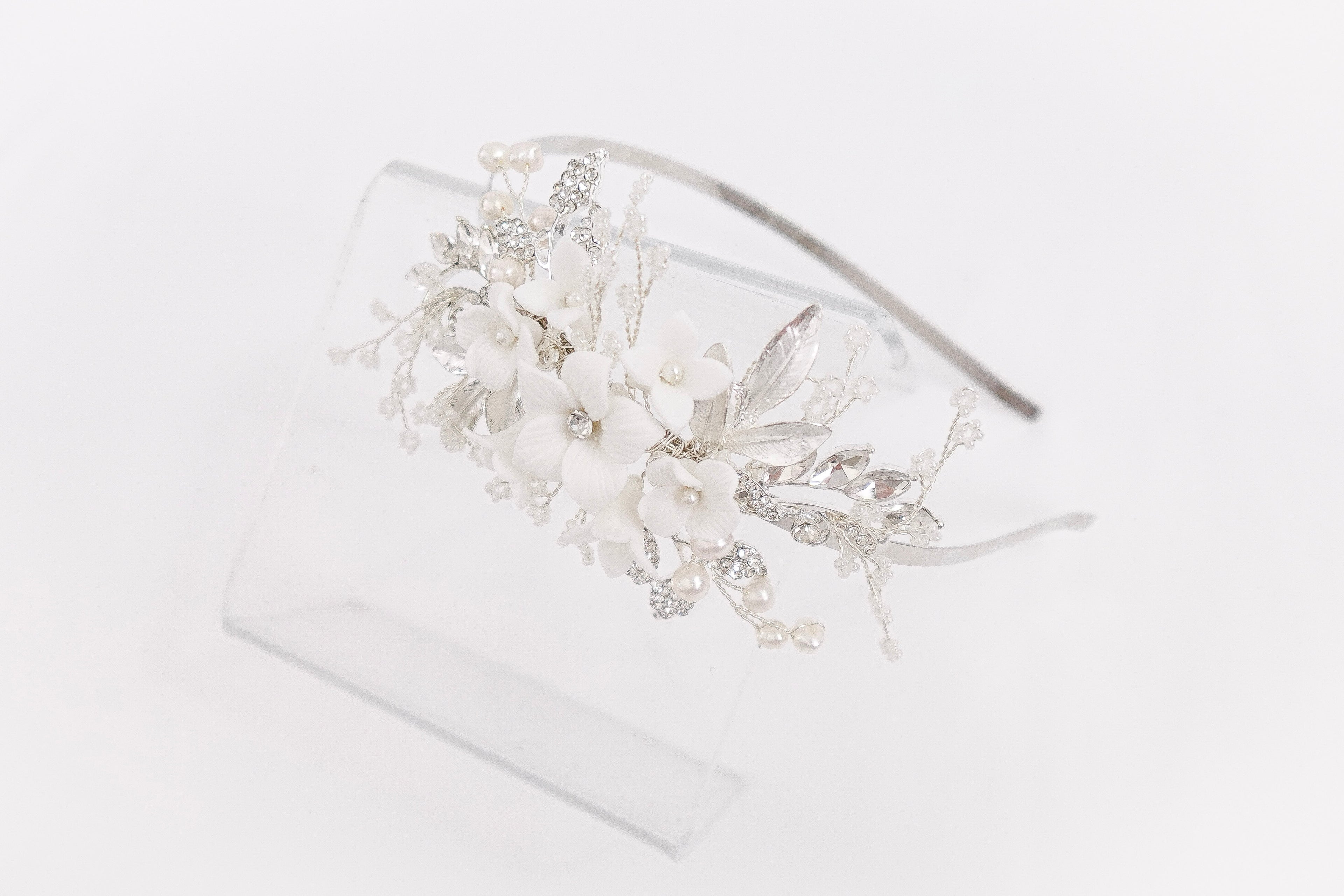 Pearls and Diamonds Floral Headband