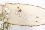 Cubic Zirconia Pearl Halo Drop Earrings