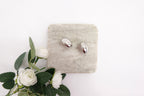 White Gold Dipped High Polished Chunky Stud Earrings