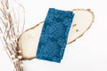 Peacock Blue Roses Design Two Tone Church Scarf with Frayed Edge