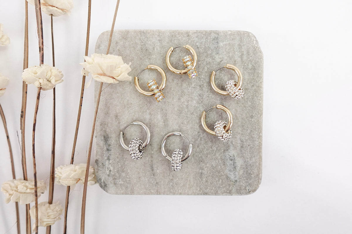 Crystal Interlocking Hoop Earrings