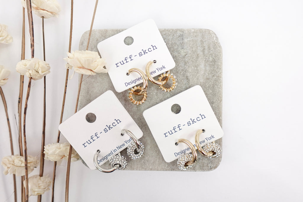 Crystal Interlocking Hoop Earrings