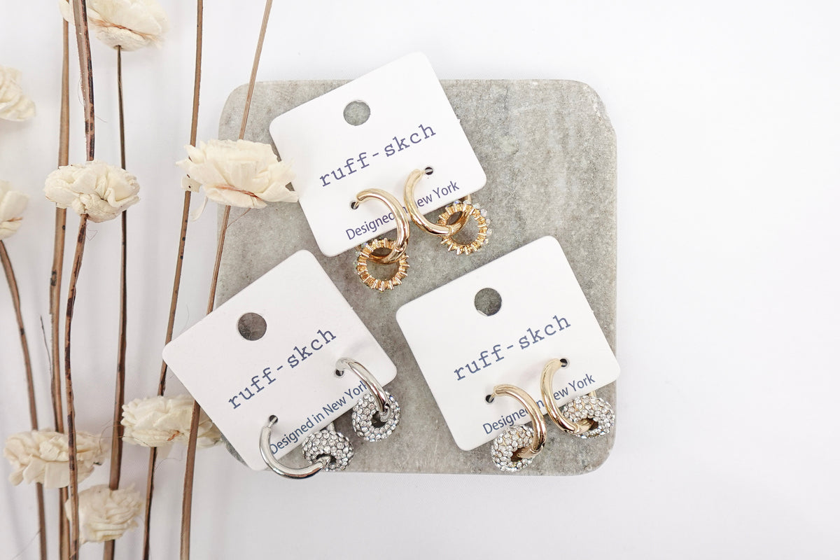 Crystal Interlocking Hoop Earrings