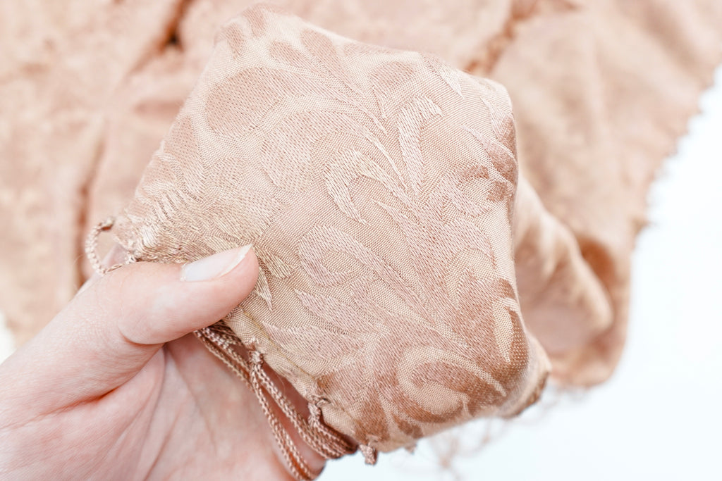 Copper Tone On Tone Church Scarf with Fringe