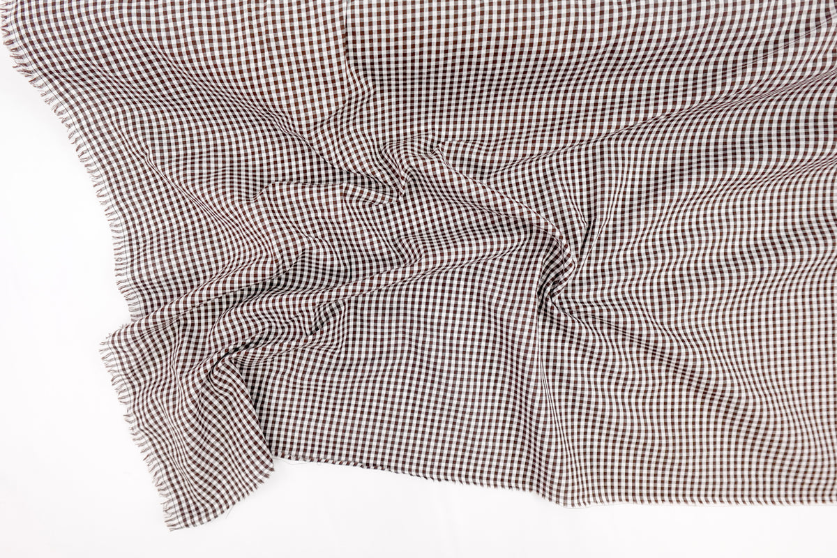 Chocolate Brown Polycotton Gingham
