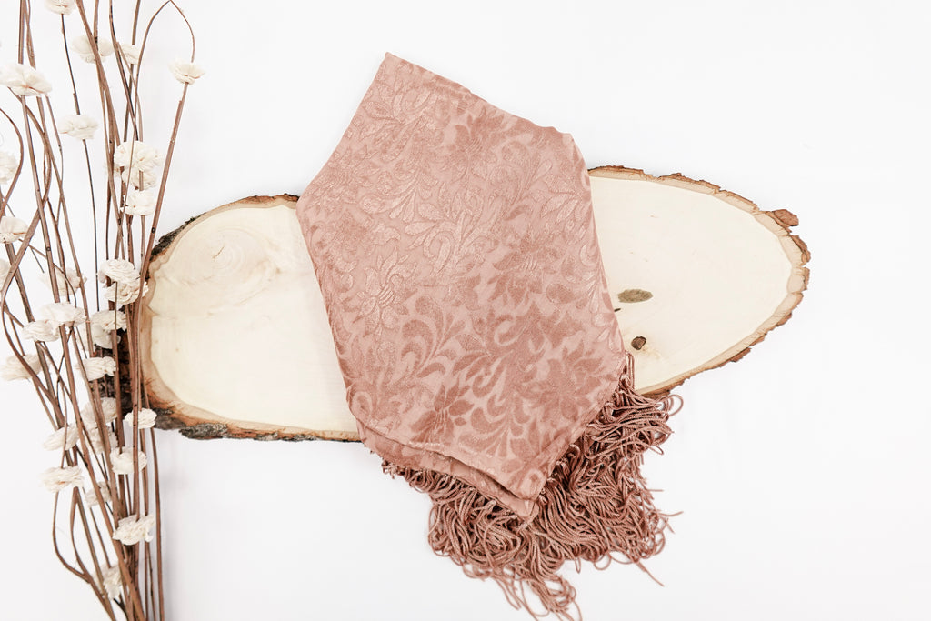 Copper Tone On Tone Church Scarf with Fringe