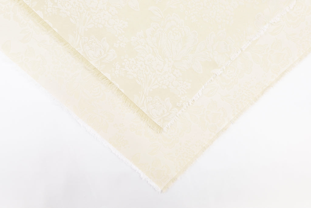 Cotton Cream Roses Design Two Tone Church Scarf with Frayed Edge