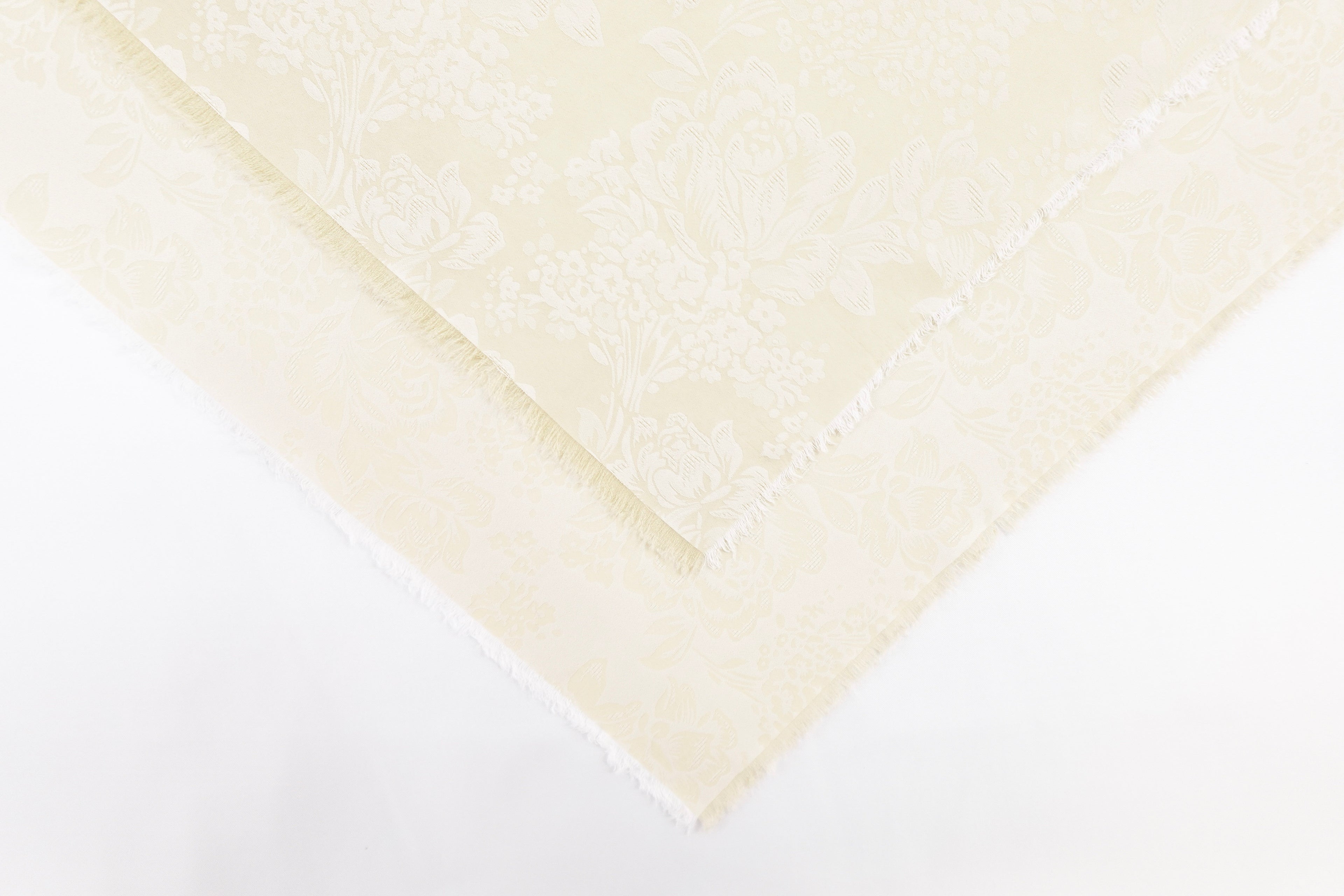 Cotton Cream Roses Design Two Tone Church Scarf with Frayed Edge