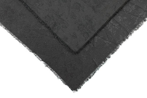 Black Daisies Design Two Tone Church Scarf with Frayed Edge