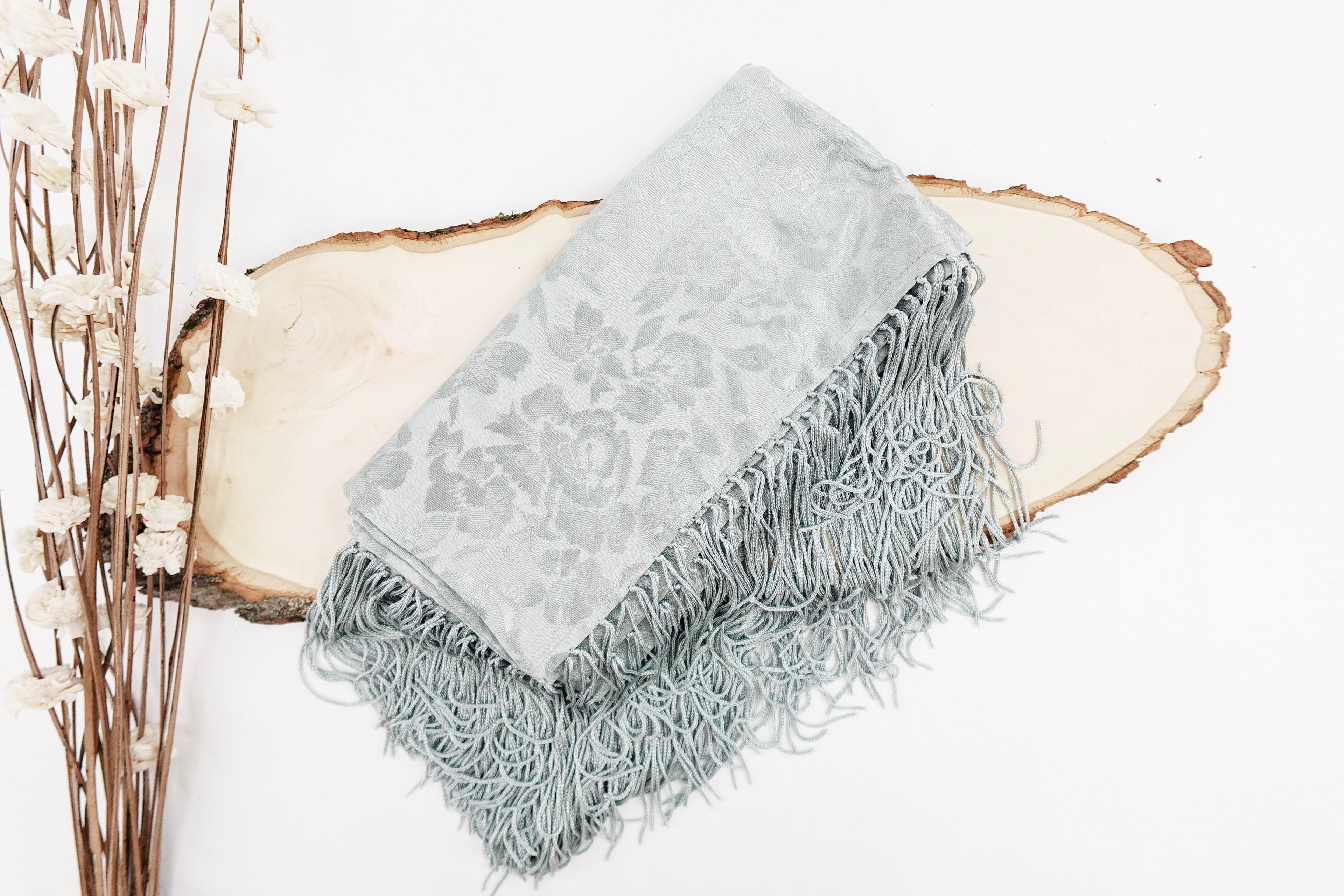 Seabreeze Tone On Tone Church Scarf with Fringe