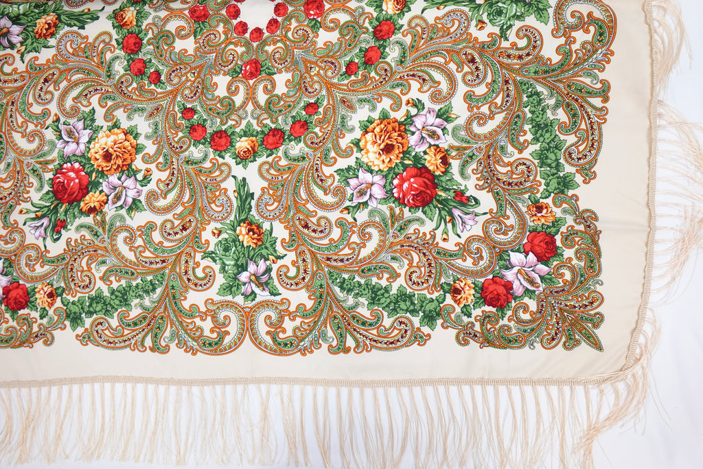 Cream Russia Style Church Scarf
