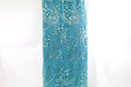 Egyptian Teal Sequin & Beads Floral Bridal Lace