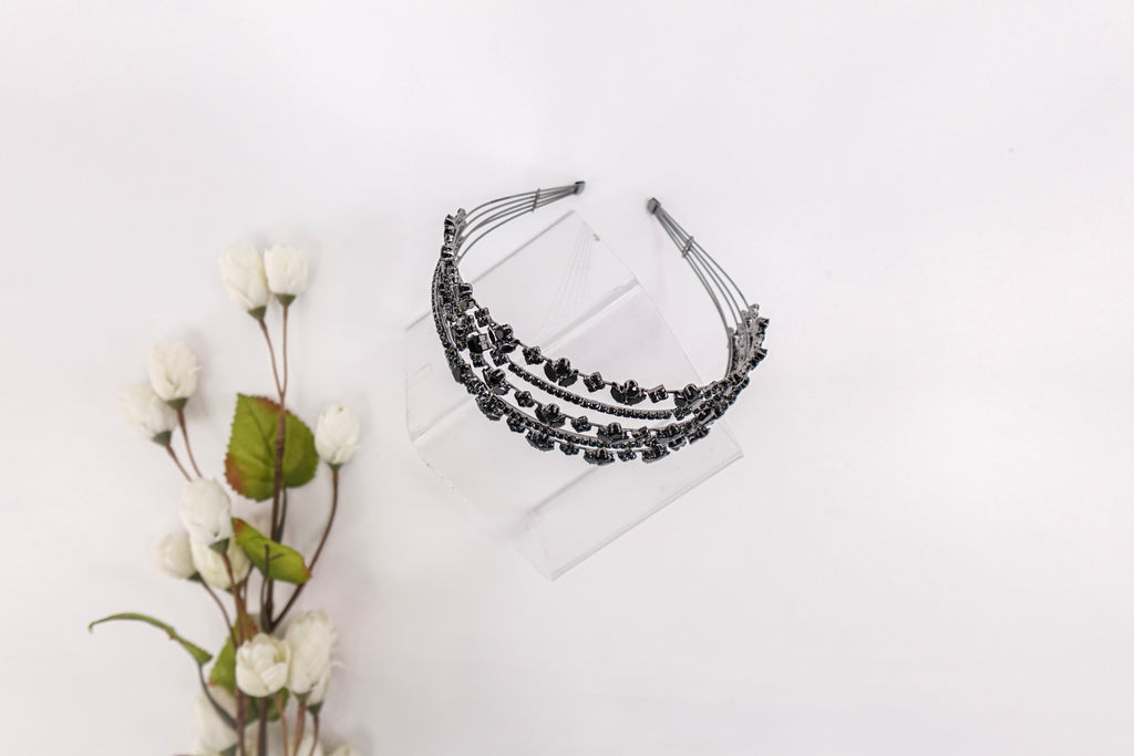 Cubic Zirconia Black Headband
